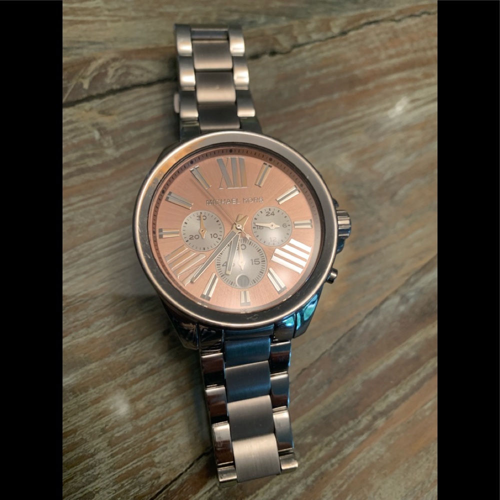 Michael Kors silver watch with pink face